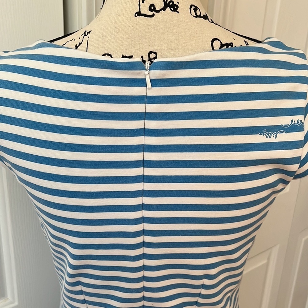 Lilly Pulitzer Briella Blue White Stripe Ponte Dress Sm - Picture 7 of 12